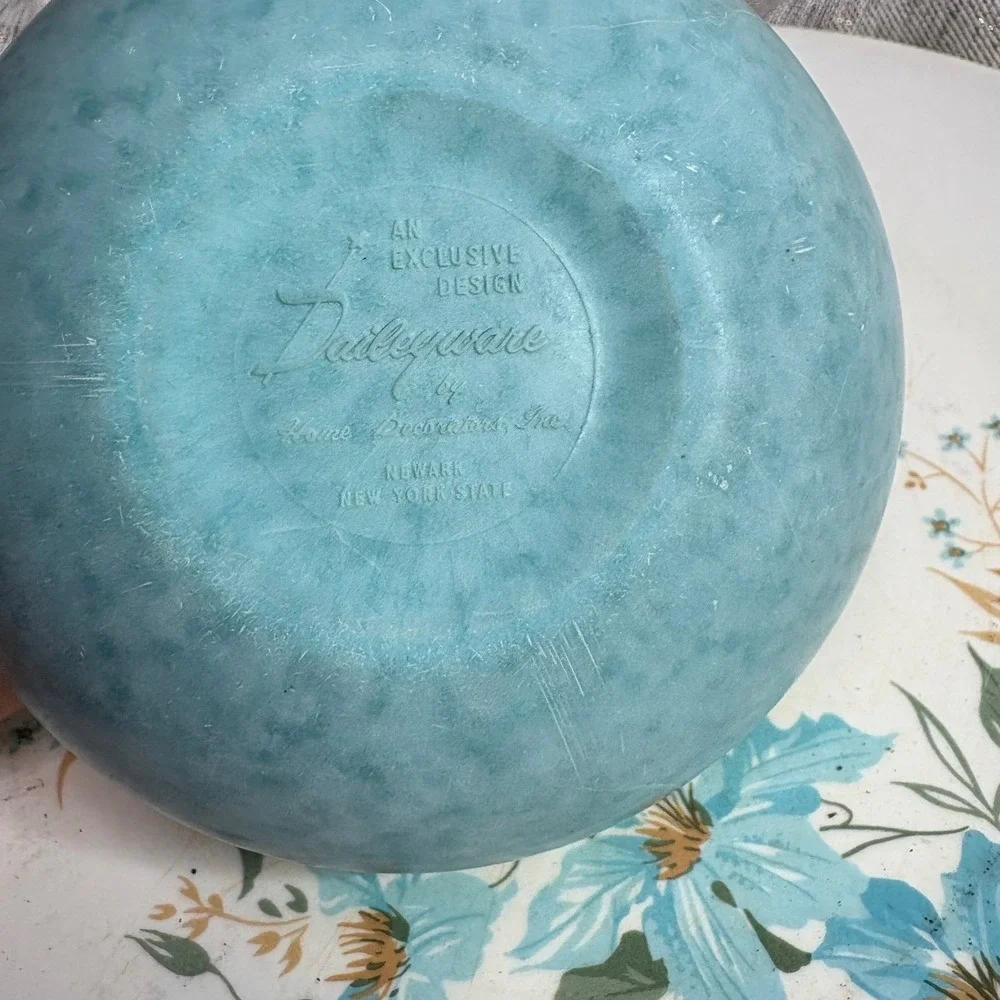 Aztec Melmac Dinnerware Plates and Bowl Turquoise Floral MCM Retro